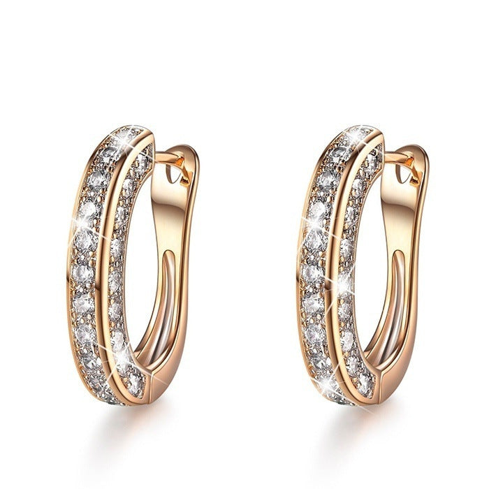 Fashion Three-sided Diamond Full Rhinestone Ear Earrings
