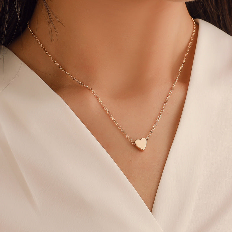 Loving Heart Female French Entry Lux Design Peach Clavicle Chain Necklaces