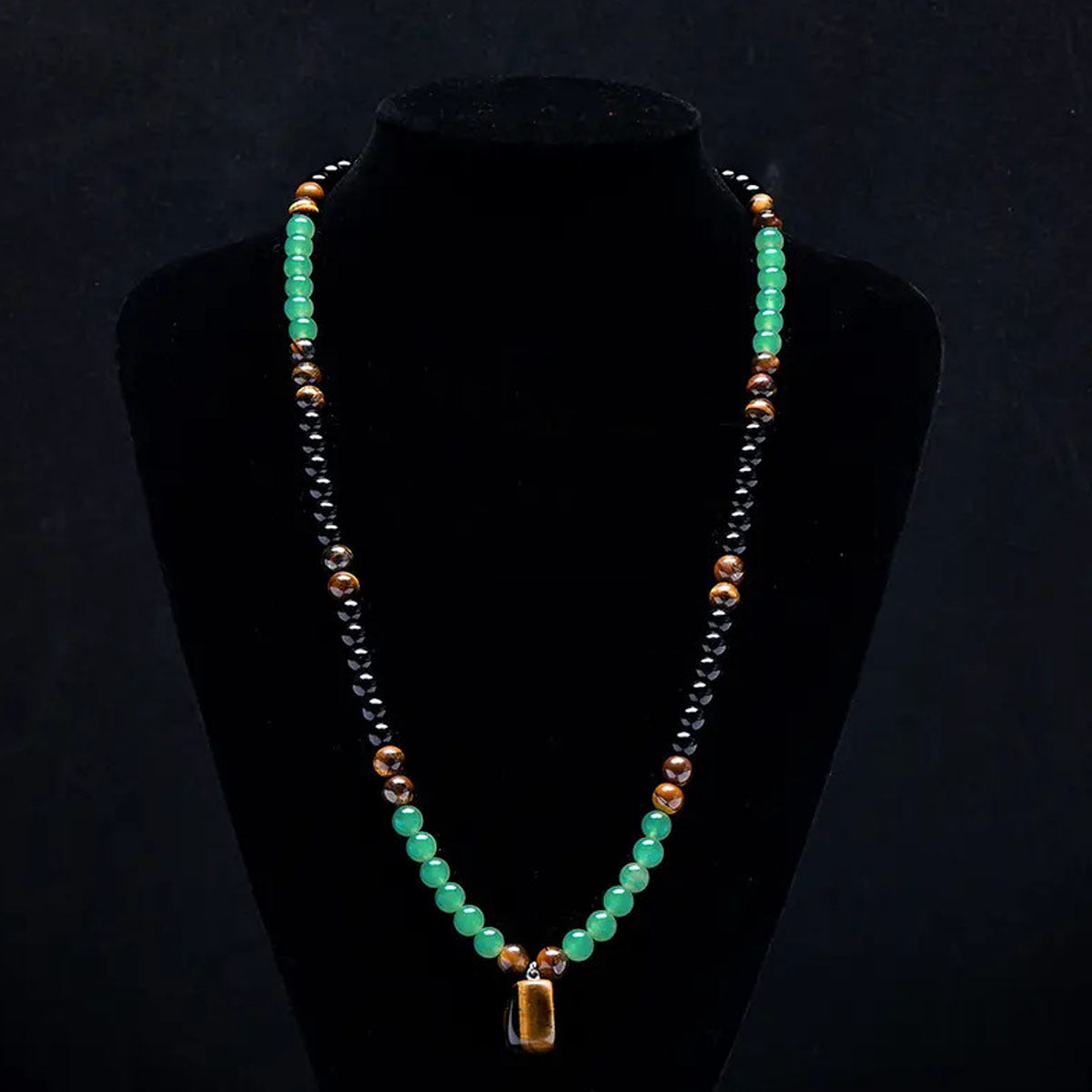 Women's & Men's Tigereye Square Plate Wealth Guard Beaded For Chinese National Pendants