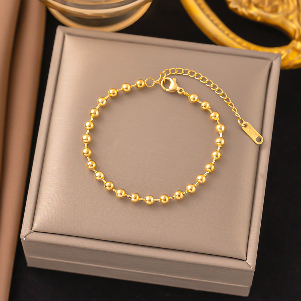 Women's Steel Lucky Beads Ball Gold Classic Design Simple Bracelet