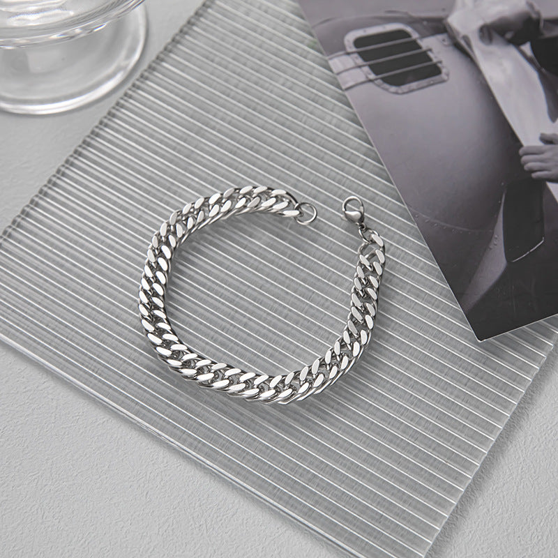 Fading Double Woven Grinding Surface Cuban Simple Handsome Bracelets