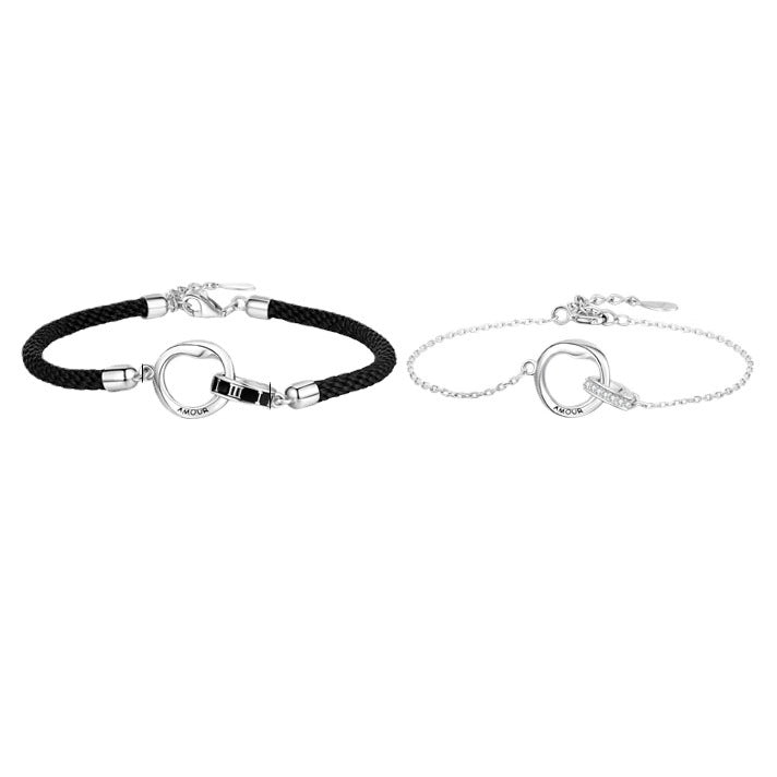 Women's & Men's Strip Couple One Pair Woven Niche Bracelets