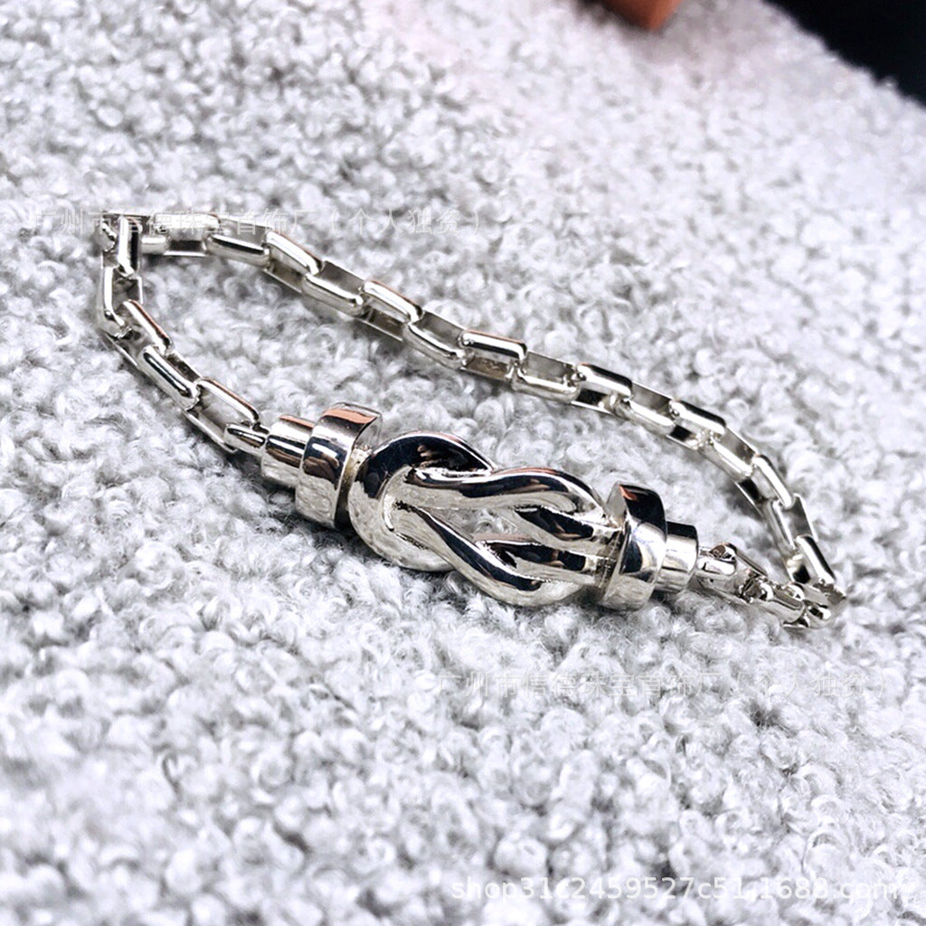 Sier Electric Gold-plated Knot Starry Sky Heart Trendy Elegant Graceful Bracelet