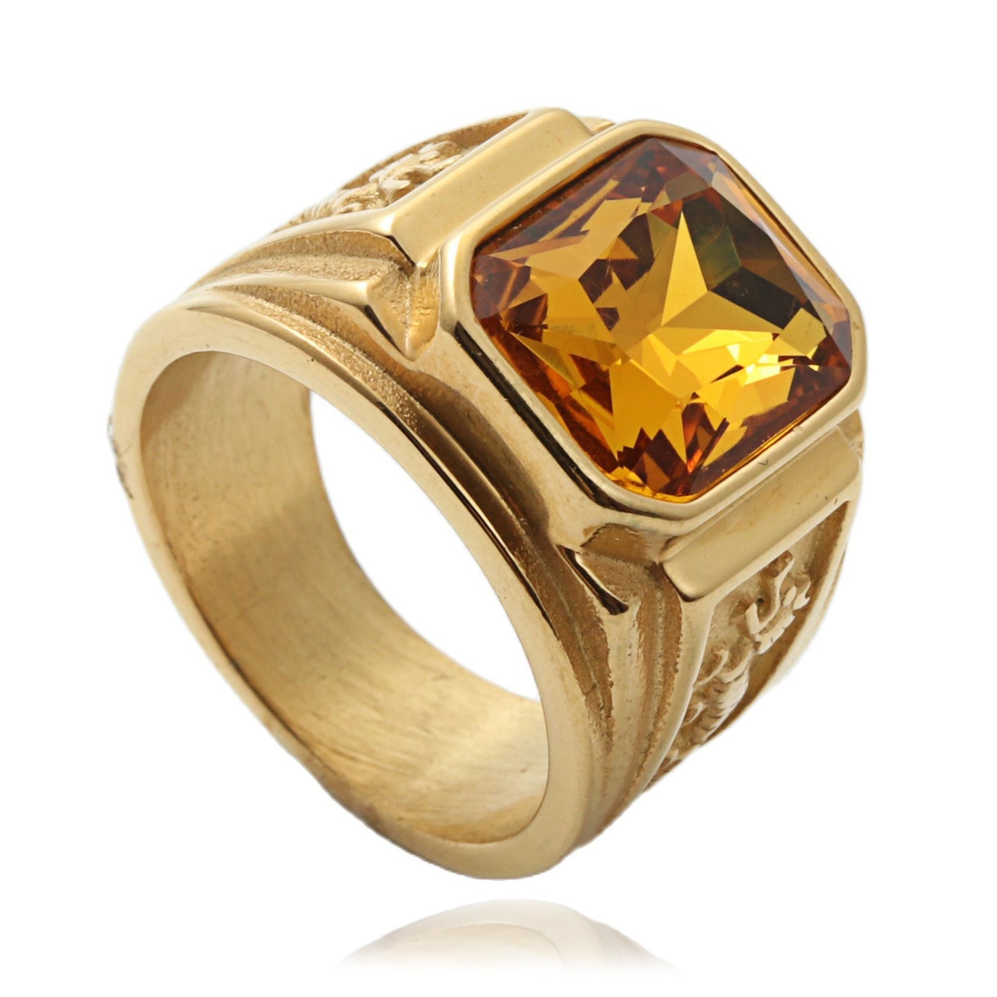 Men's Titanium Steel Gem Double Dragon Retro Trendy Personality Rings