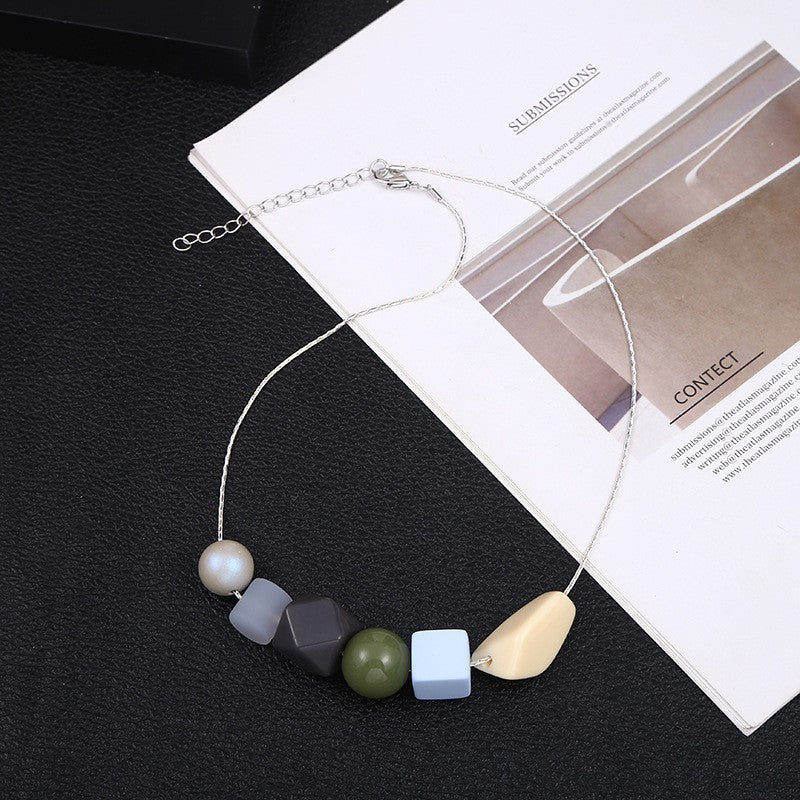 Women's Geometric Beaded Light Luxury Fashion Simple Clavicle Necklaces