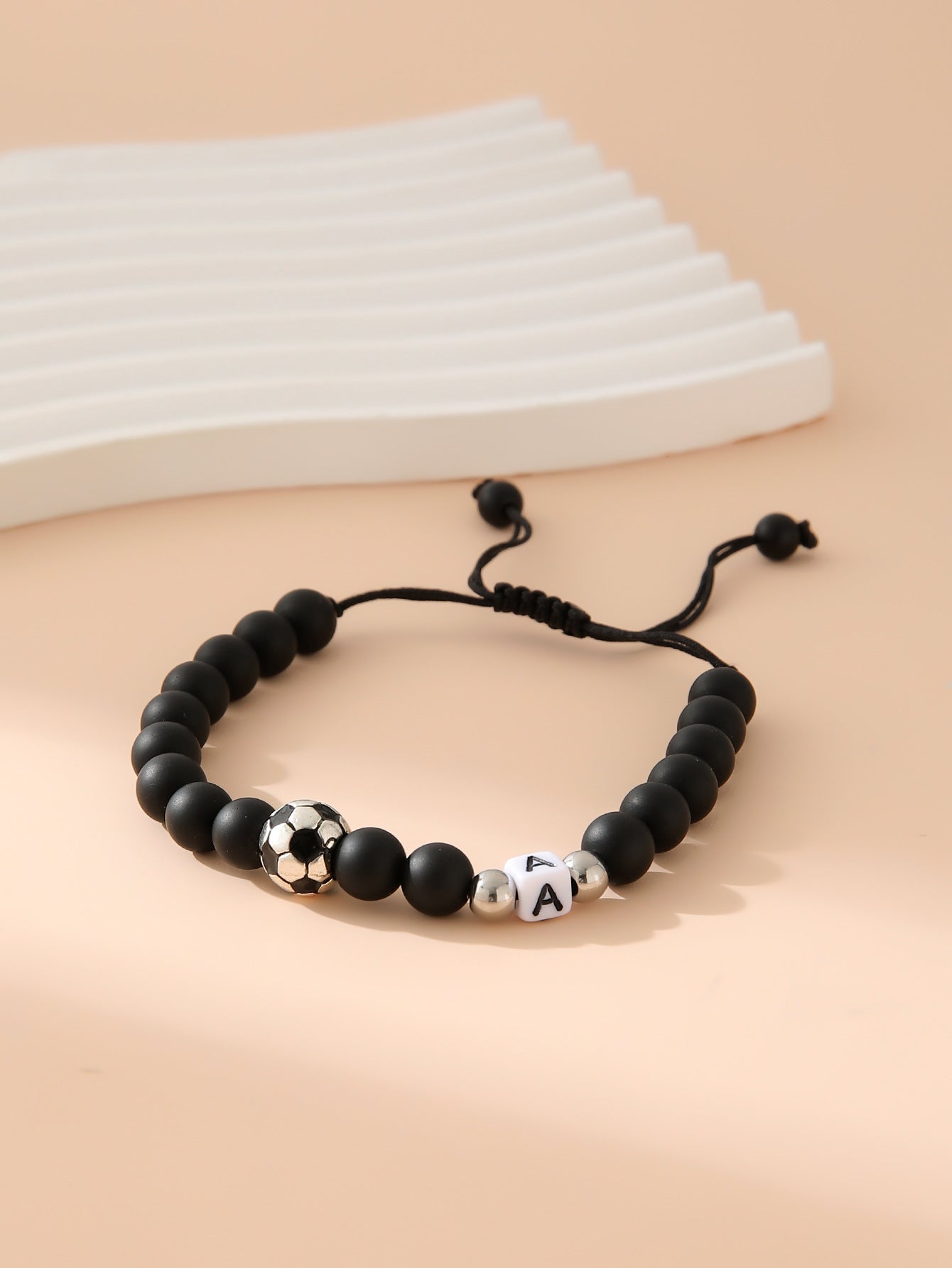 Women's & Men's Black Frosted Football Letters Adjustable For Bracelet