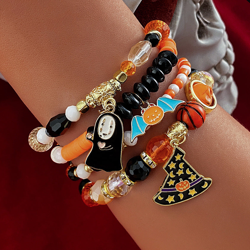 Halloween Bat Pumpkin Spider Lifting Artificial Crystal Bracelets