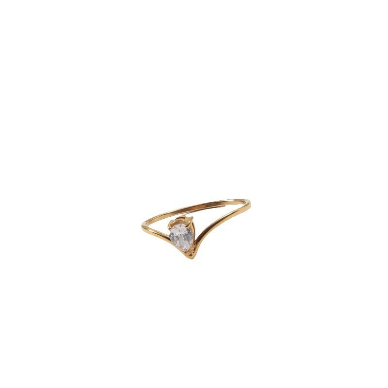 Women's Water Drop Shining Zircon Fashion Gold-plated Rings