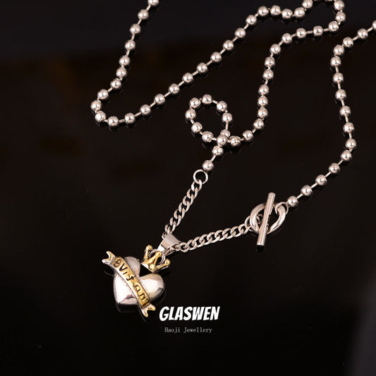 High-grade Gold Sier Contrast Color Lovely Crown Vintage Necklace