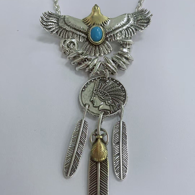 Bridge Point Gold Flying Eagle Feather Trendy Simple Necklace