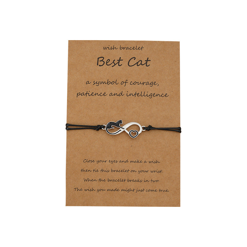 Cat Card Style Alloy Woven Adjustable Bracelets