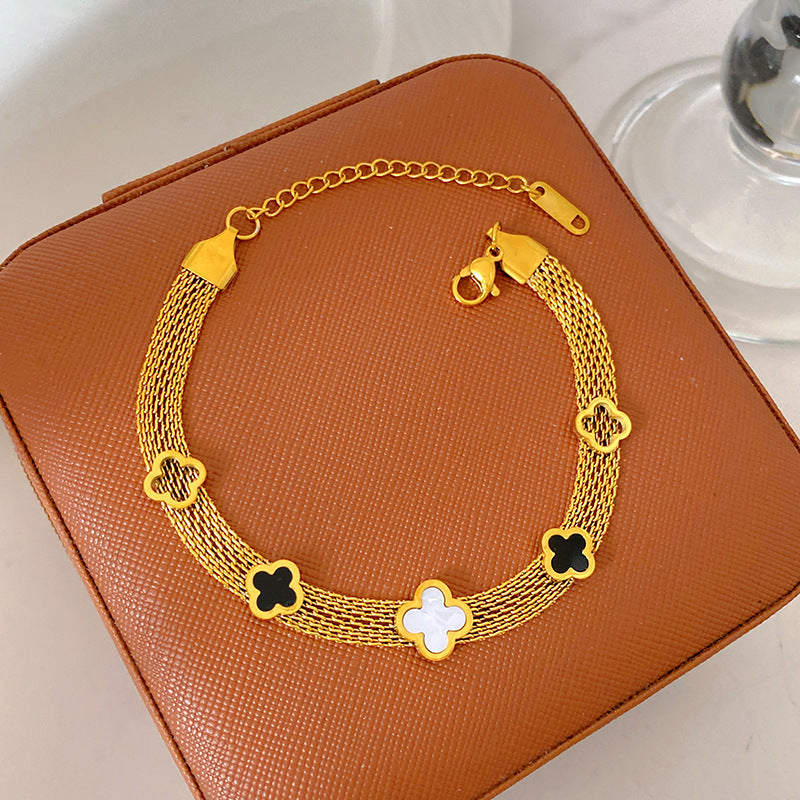 Light Luxury Micro Inlaid Zircon Woven Wire Mesh Fashion Temperament Bracelet