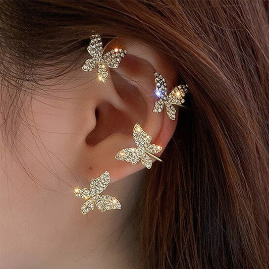 Zircon Butterfly Surrounding Adjustable Ear Female No Stud Earrings