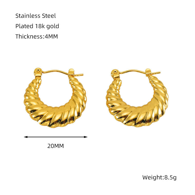 Women's Titanium Steel Round Twist High-grade Gold Stainless Earrings