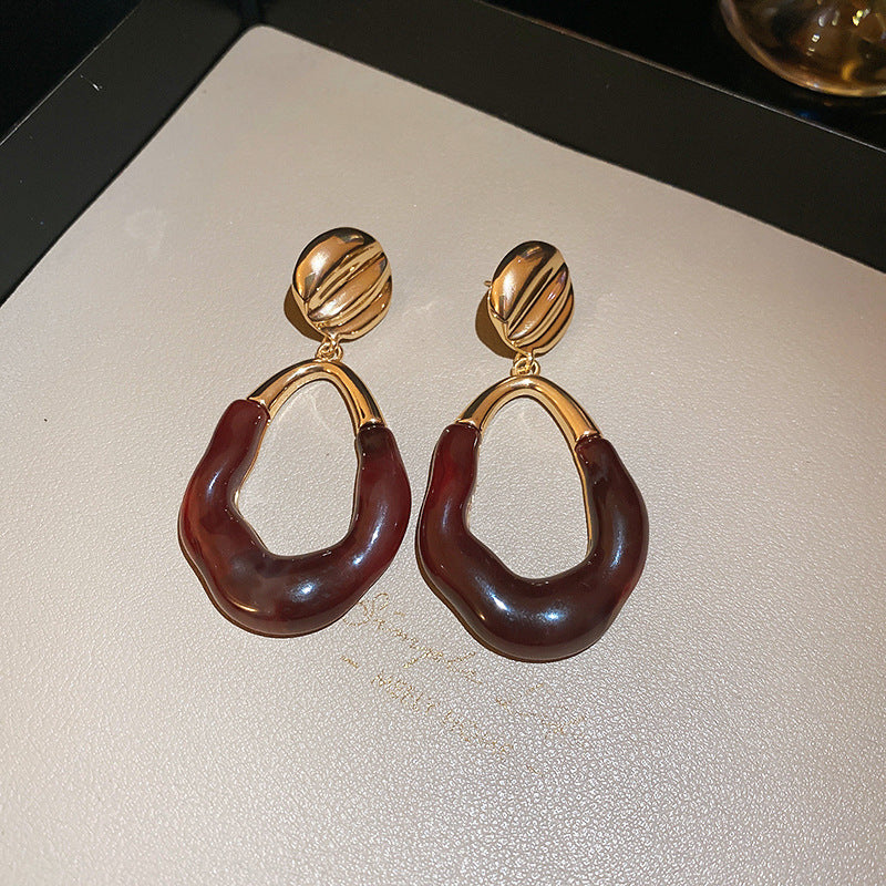 Cheese Pleated Fashionable Casual Style Ear Hook Earrings