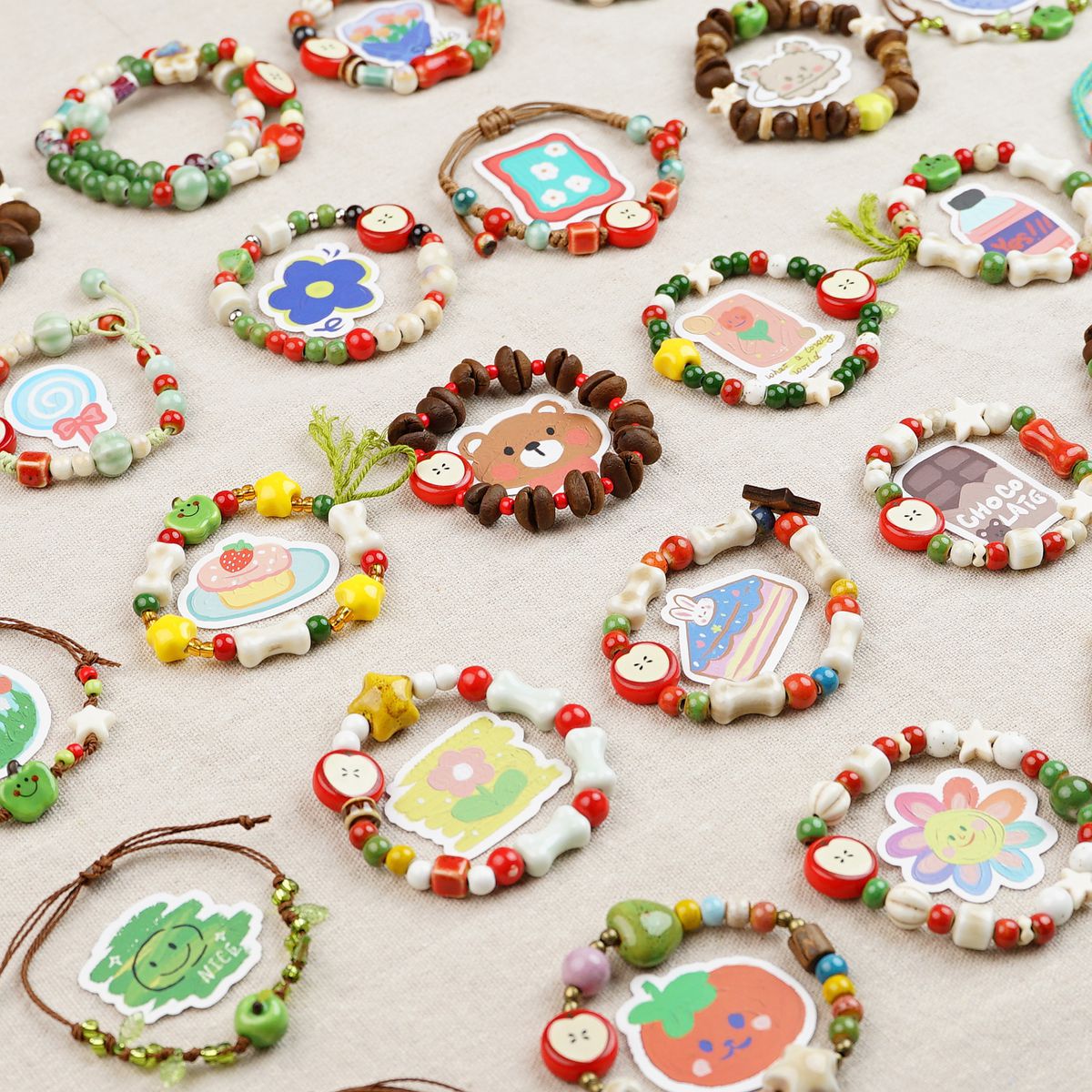 Cute Style Fresh Safe Christmas Ceramic Apple Paradise Couple Bracelet