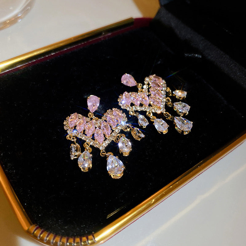 Zircon Butterfly Water Drop Ear Female Rings