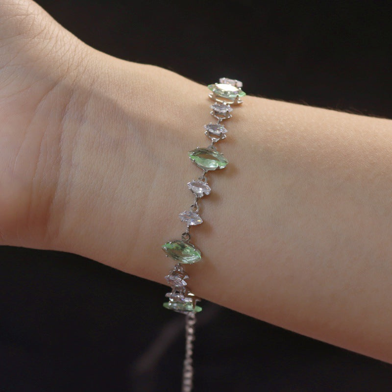 Women's Ruby Diamond Shiny Zircon Stainless Steel Bracelets