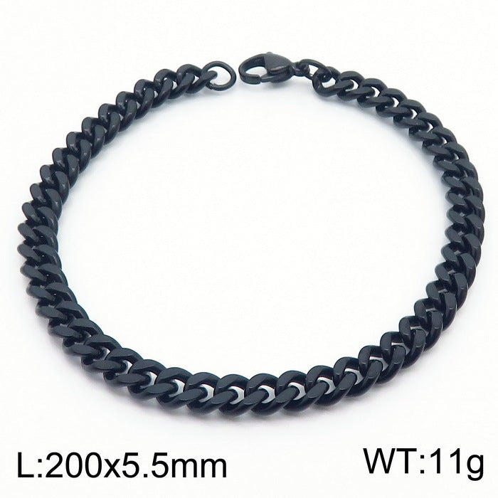 Men's Fashion Side Flat Chain Stainless Steel Bracelets