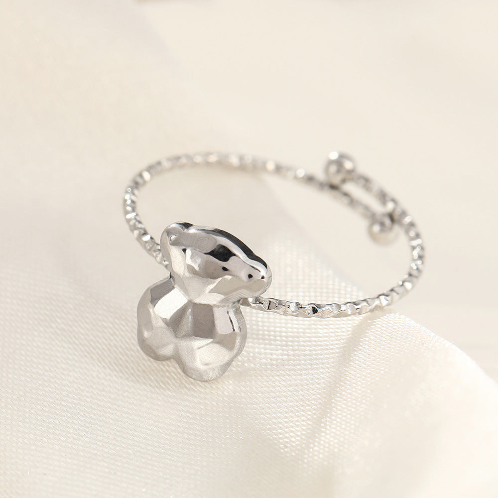French Style Open Mouth Cold Stainless Steel Personality Special Interest Ring