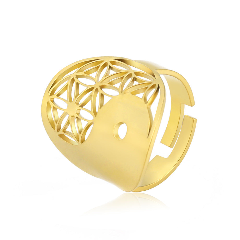 Women's Adjustable Stainless Steel Sacred Geometric For Charm Rings
