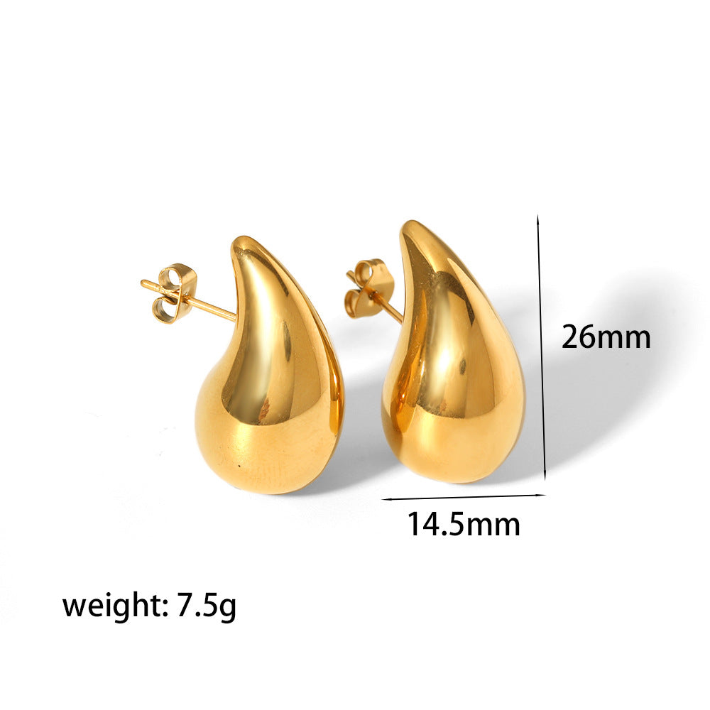 Women's High-grade Water Drop Gold Ear-ring Clip Titanium Rings