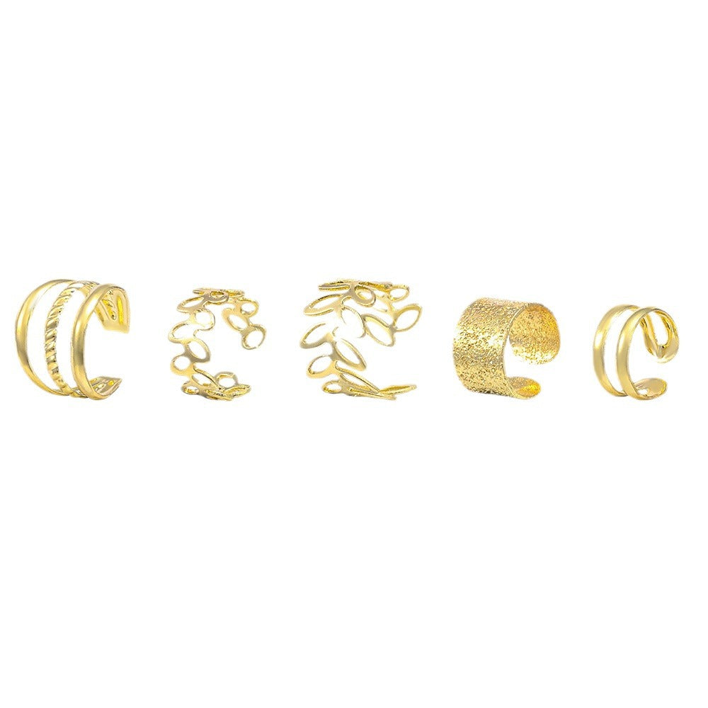 Simple Ear Clip Personalized Golden Leaf Earrings