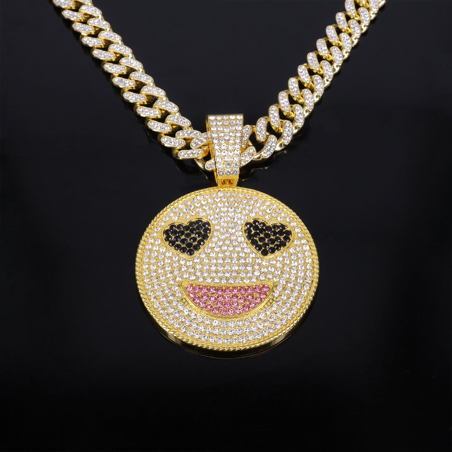 Women's & Men's Smiling Face Love Eyes Jeweled Hip Hop Pendants