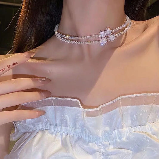 Fantasy Crystal Ice Flower Collar Trendy Necklaces