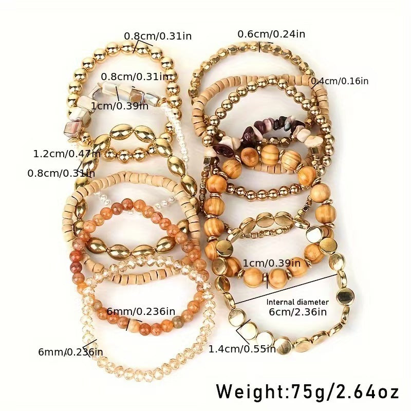 Bohemian Wooden Bead Glass Beaded Vintage Commuter Ethnic Style Bracelet