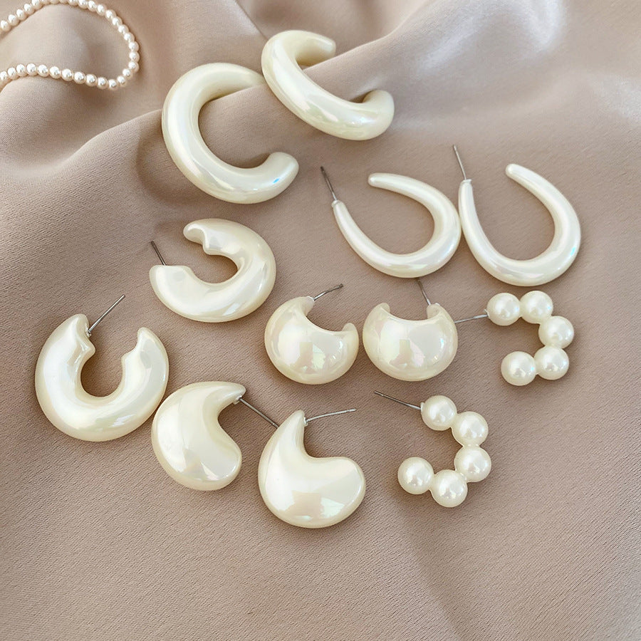 Sier Pearl Flower French Vintage Court Style Earrings