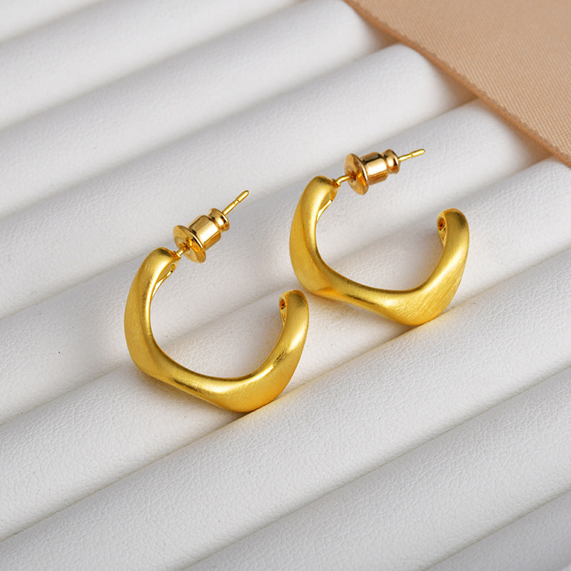 Geometric Shaped Irregular Twisted Brushed Personality Stud Earrings