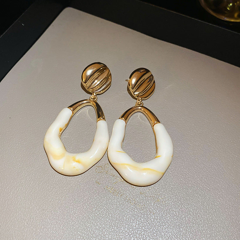 Cheese Pleated Fashionable Casual Style Ear Hook Earrings