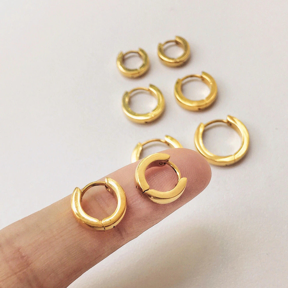 Simple Gold Stainless Steel Classic Basic Style Earrings