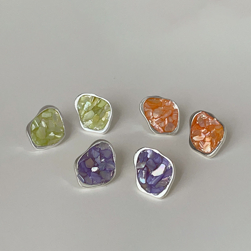 Broken Shell Irregular Ear Female Mild Luxury Retro Earrings