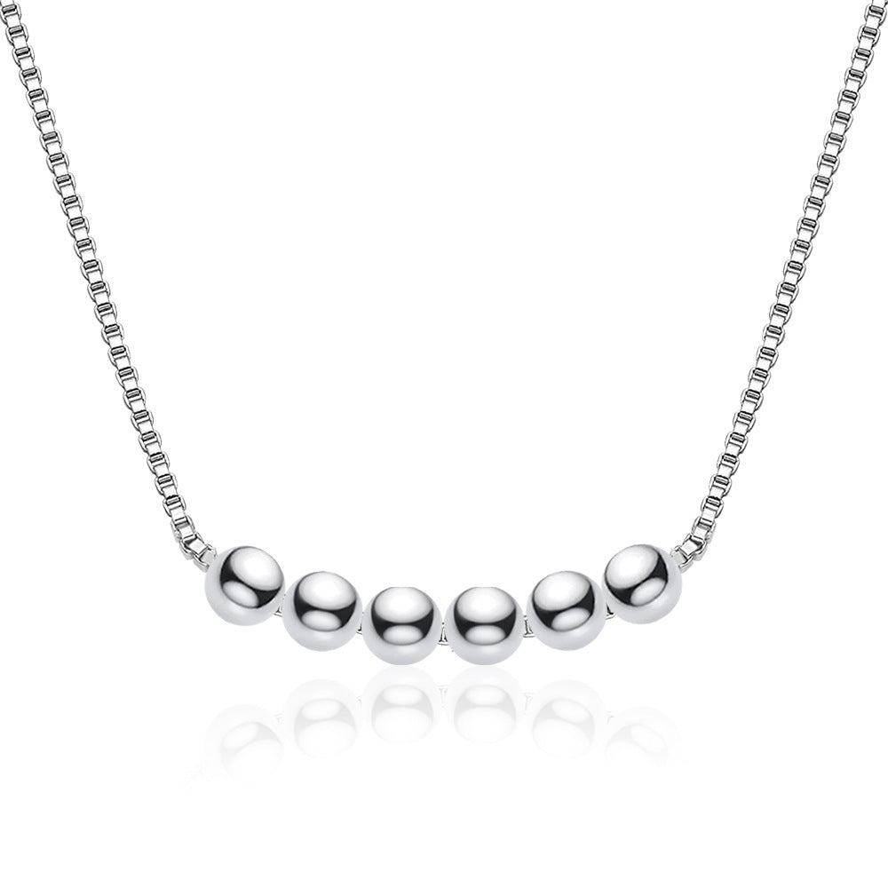 Women's Steel Beads Round Sliding Simple Clavicle Necklaces