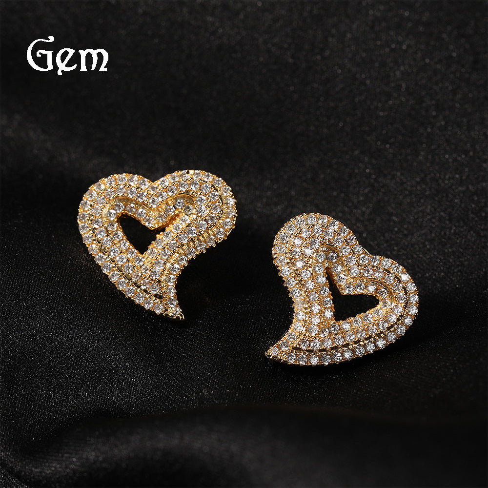 Hollow Love Heart Retro Affordable Luxury Fashion Hip Stud Earrings