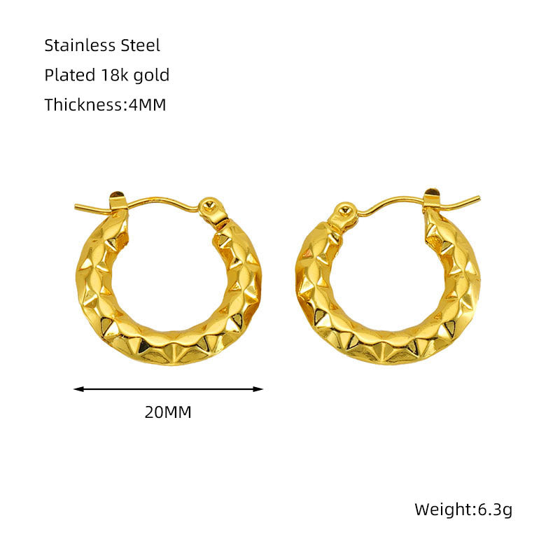 Women's Gold Stainless Steel French Glossy Hollow Fashion Earrings