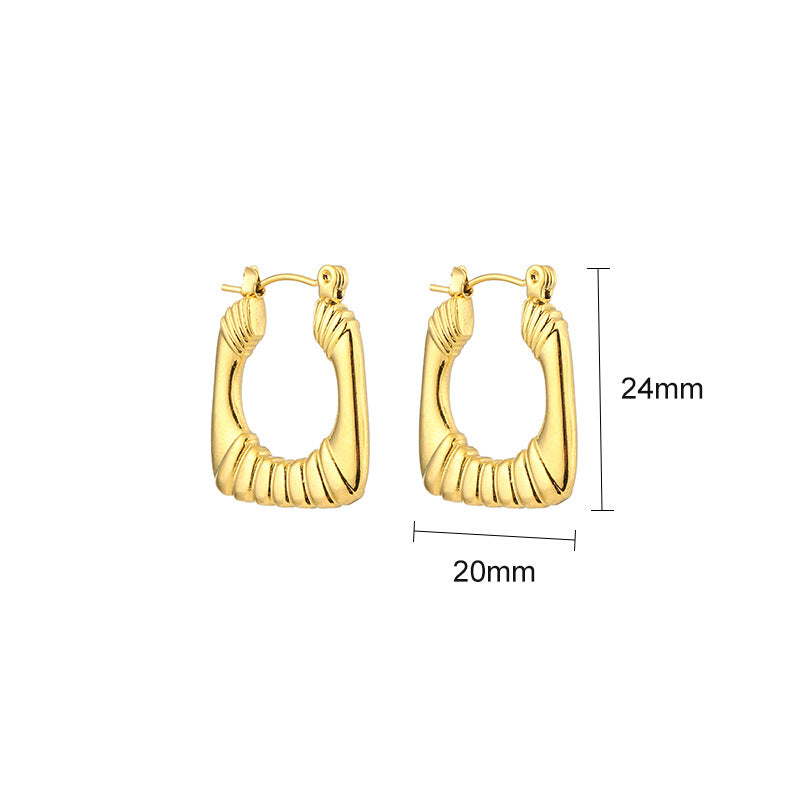 Steel Geometric Simple Golden Stainless Steal Ear Rings