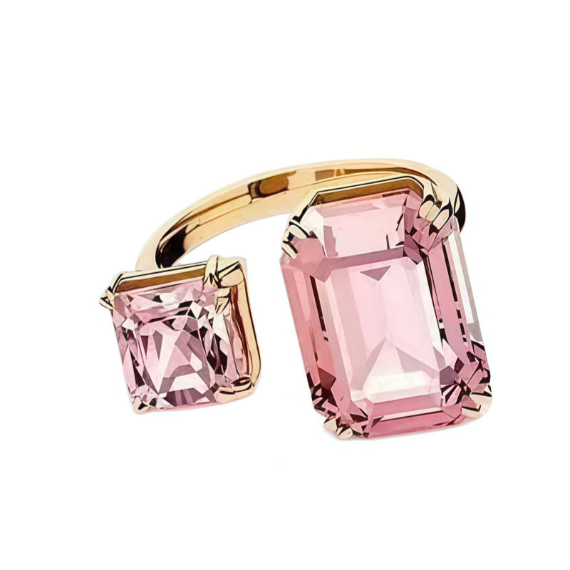 Simple Square Diamond Open Elegant High Sense Rings