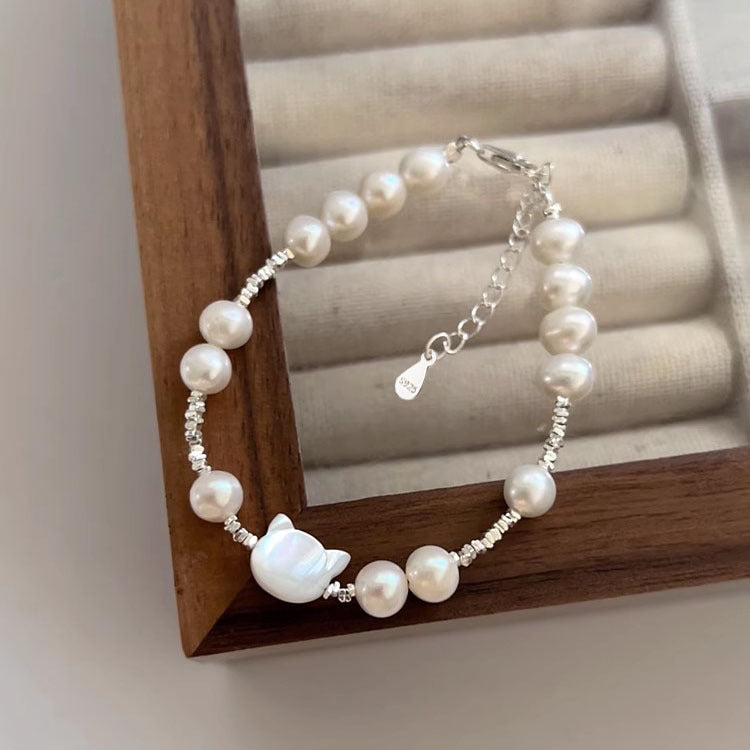 White Shell Cat Freshwater Pearl Small Pieces Of Female Style Bracelet