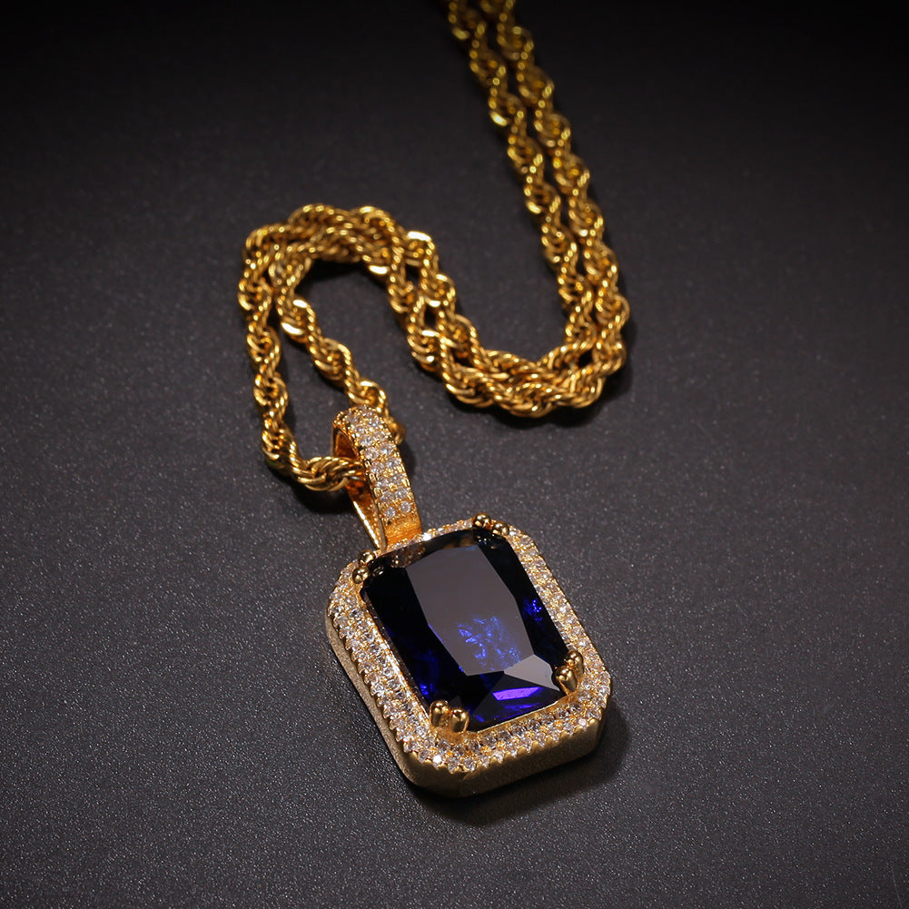 Fluorescent Square Solid Gemstone Niche Bag Necklaces