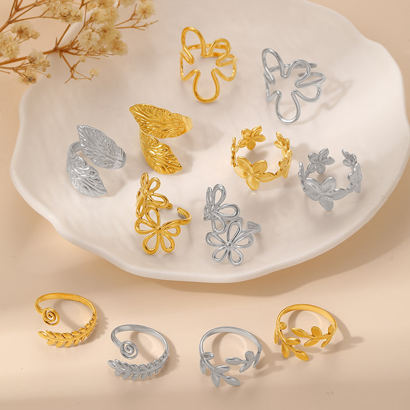Women's Irregular Concave Convex Hammer Pattern Shaped Design Rings