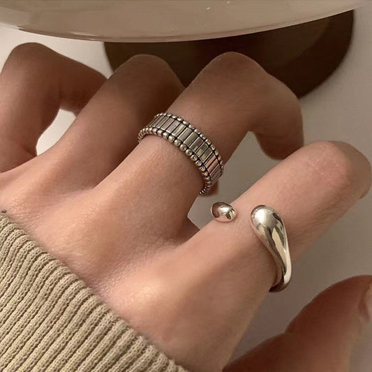 Sier Irregular Geometric Fashion Personalized Index Ring