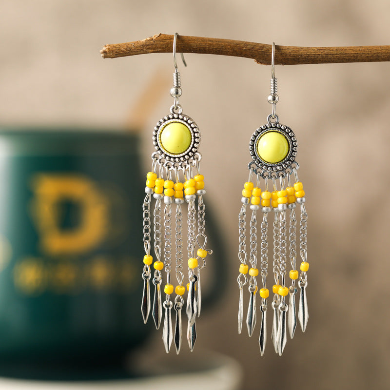 Women's Retro Turquoise Fashion Antique Bead Eardrops Earrings