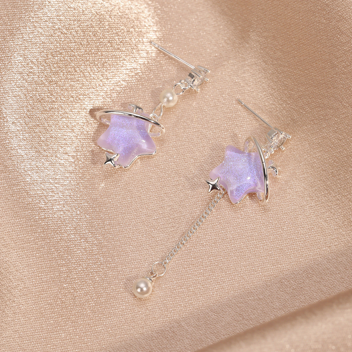 Women's Star Ear Sterling Sier Vintage Mori Style Zircon Niche Moonstone Stud Earrings