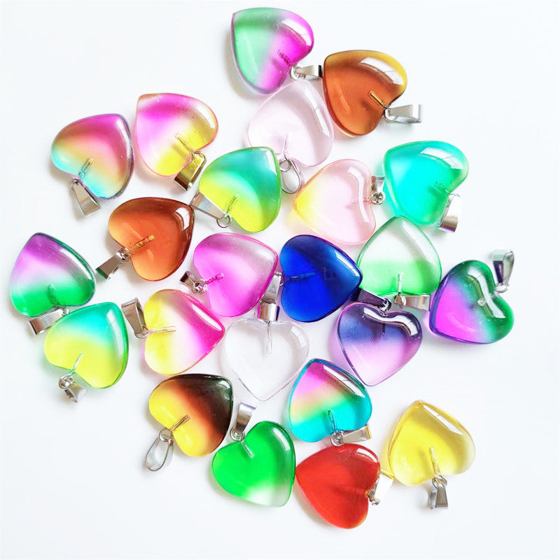 Stone Love Crystal Agate Heart Peach Pendants