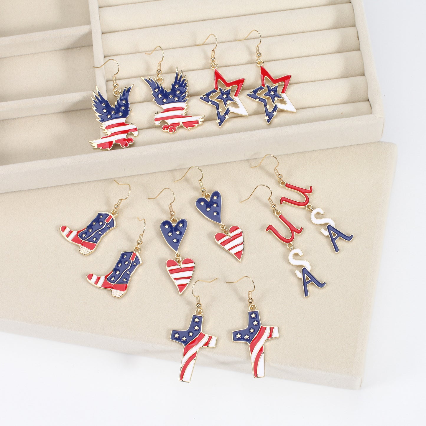 July Flag Independence Day War Veterans Earrings