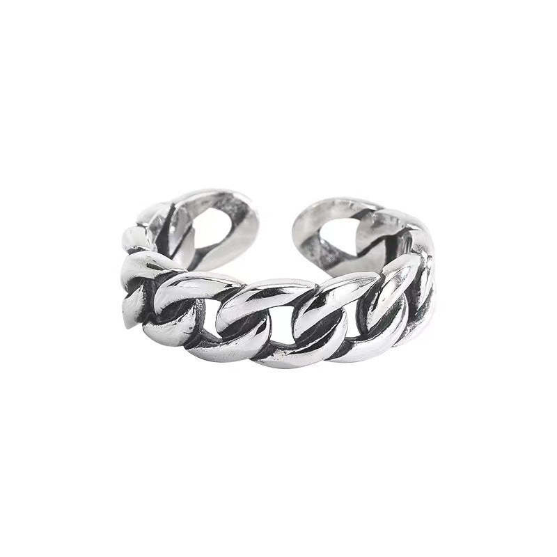 Women's Retro Distressed Artistic Thick Chain Open-end Rings