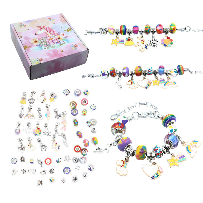 Children's Pink Crystal String Beads Unicorn Cute Bracelets